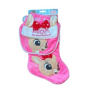 Rudolph‎ Red Nosed Reindeer Clarice My 1st Christmas Hat, Bib, Stocking Set new